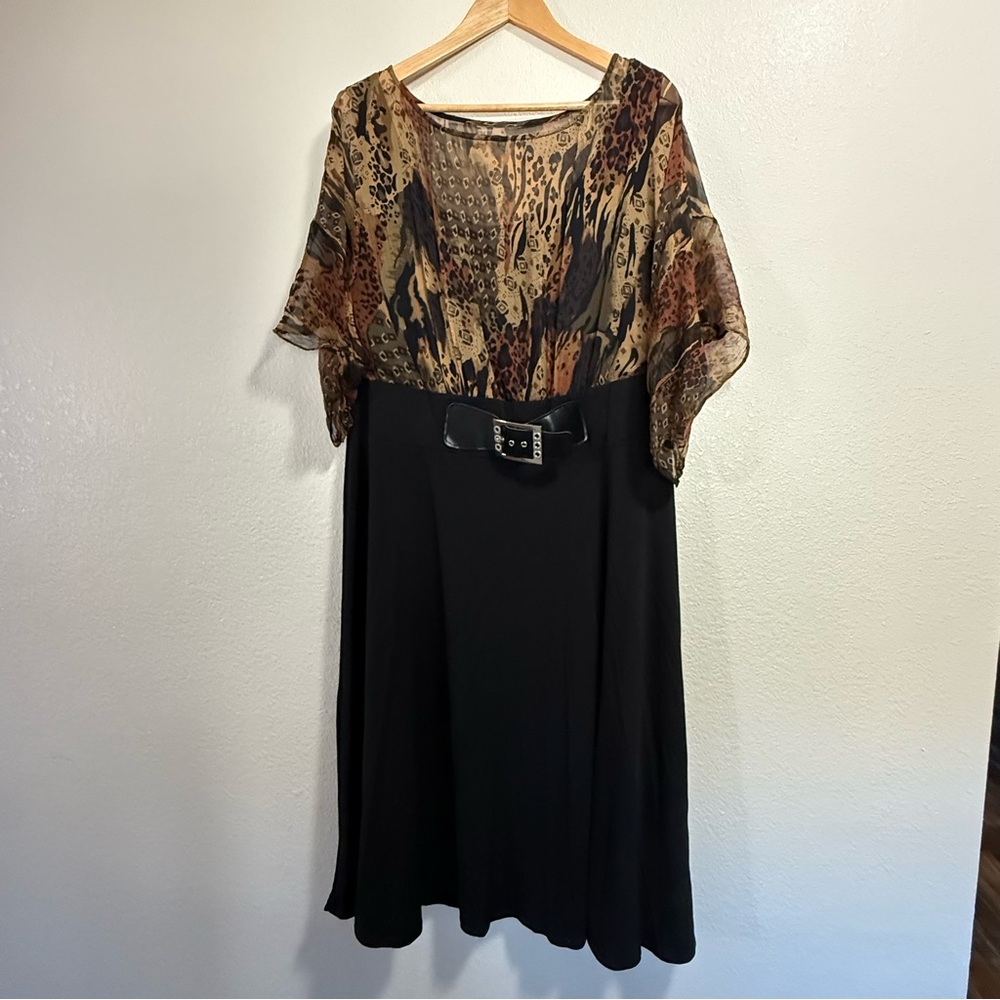 Signature by Robbie Bee - Elegant Black & Brown Women's Dress - Size 20W
